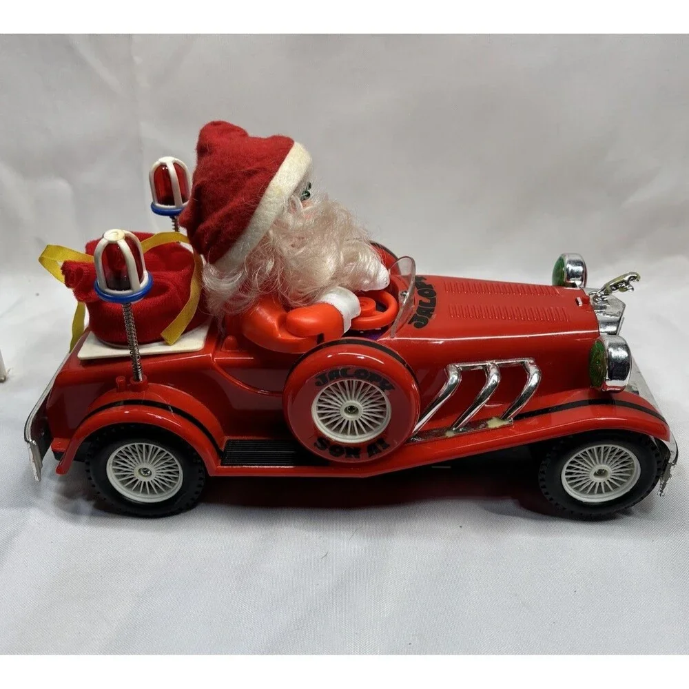 Vintage Santa 1984 12” Old Style Cartoon Car Toy Lights & Sound Works Box READ